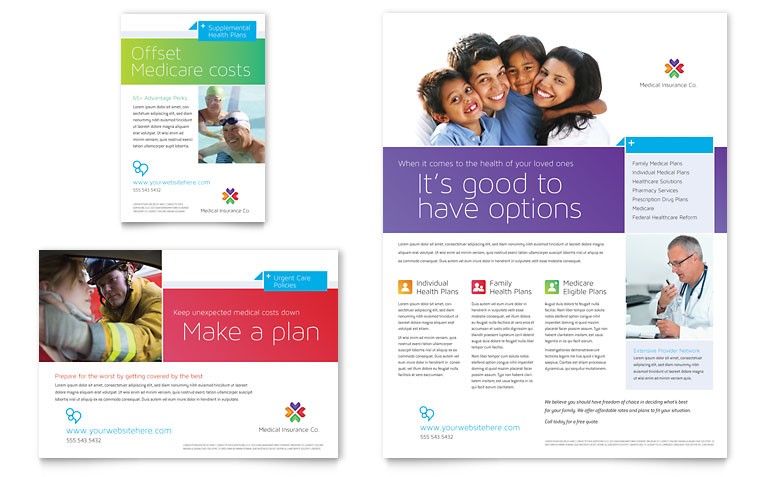 1 4 Page Insurance Flyer Template Medical Ad Document Free Print Templates