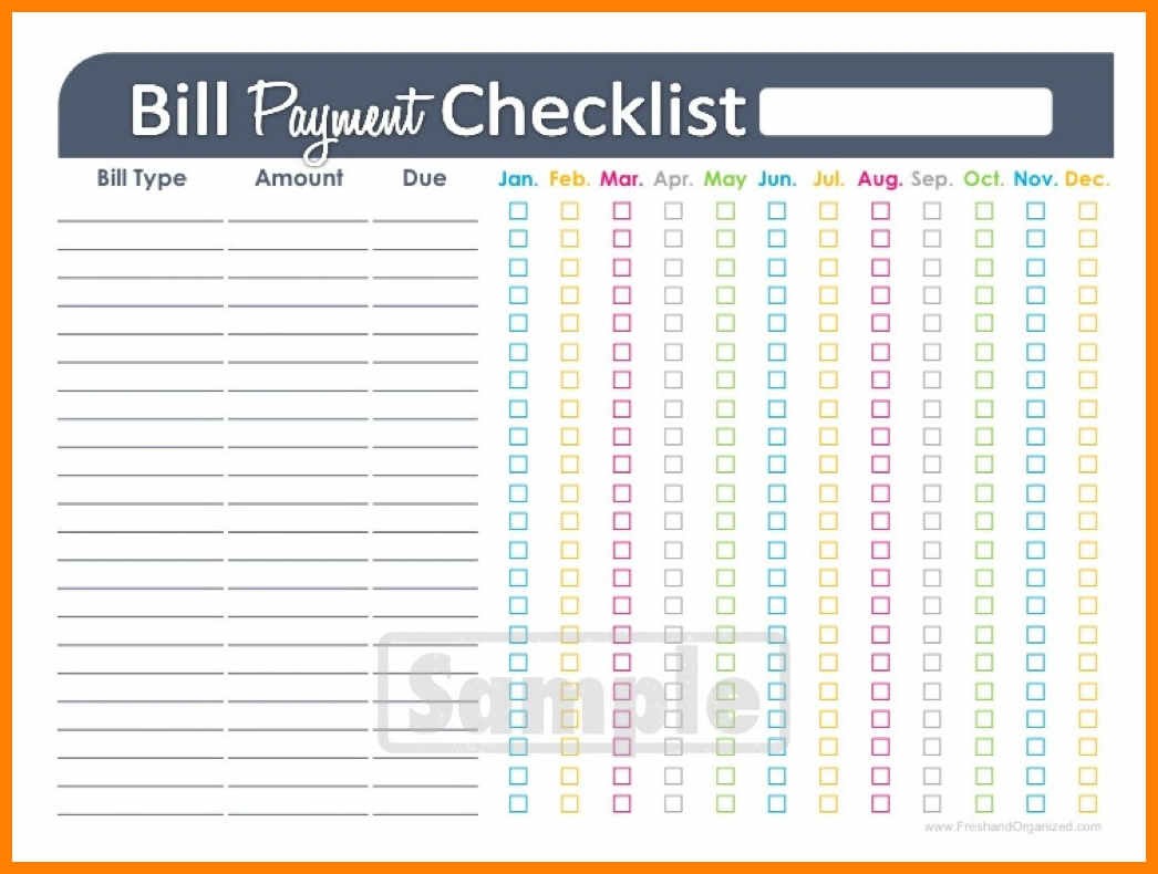 10 Bill Pay Organizer Spreadsheet Credit