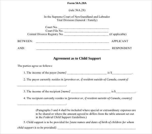 10 Child Support Agreement Templates PDF DOC Free Premium Document Contract Template