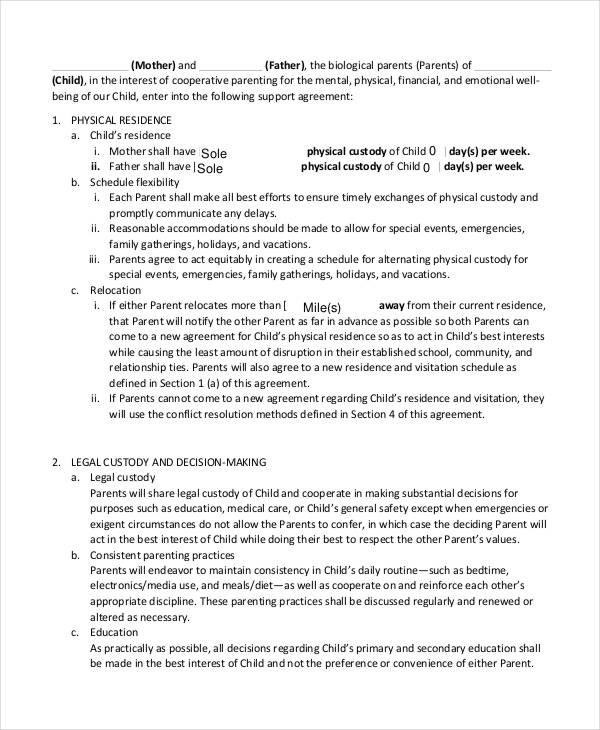 10 Child Support Agreement Templates PDF DOC Free Premium Document Private Template