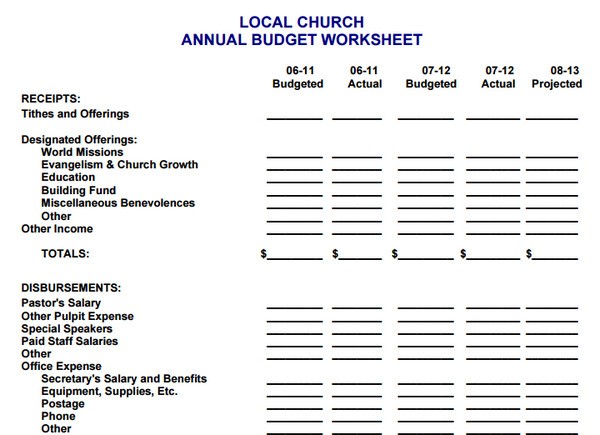 10 Church Budget Process Forms Free Excel PDF Word Doc Document Template