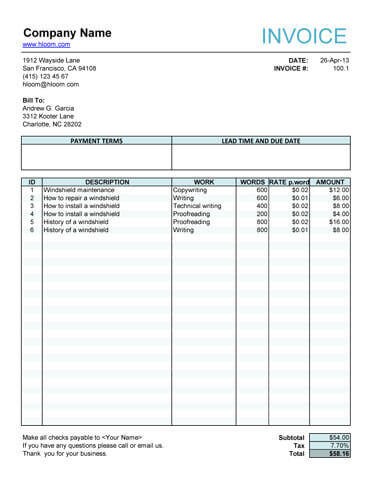 10 Free Freelance Invoice Templates Word Excel Document Writing An For Work
