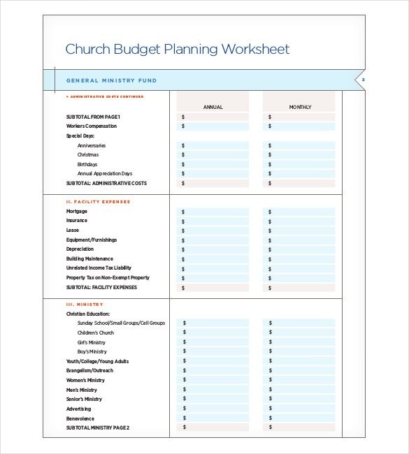 11 Church Budget S Free Sample Example Format Download Document Christian