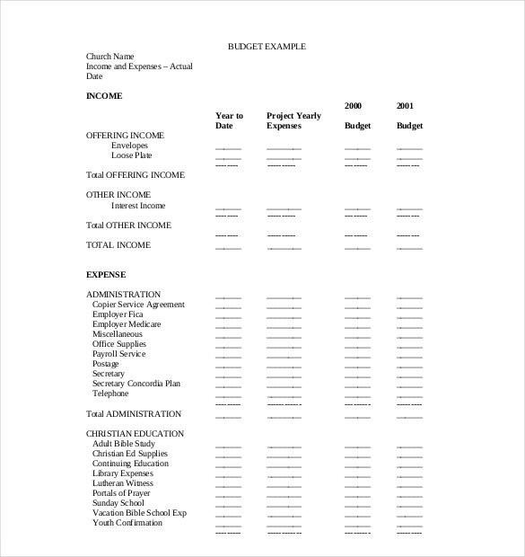 11 Church Budget Templates Free Sample Example Format Download Document