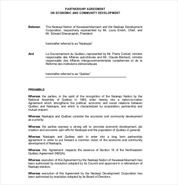 12 Partnership Agreement Templates Free Sample Example Format Document Examples Of Contracts