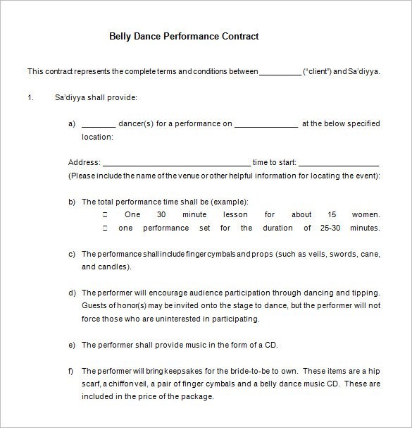 12 Performance Contract Templates Free Word PDF Documents Document Dance Team Template