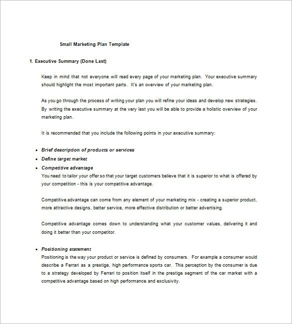 12 Small Business Marketing Plan Template Free Sample Example