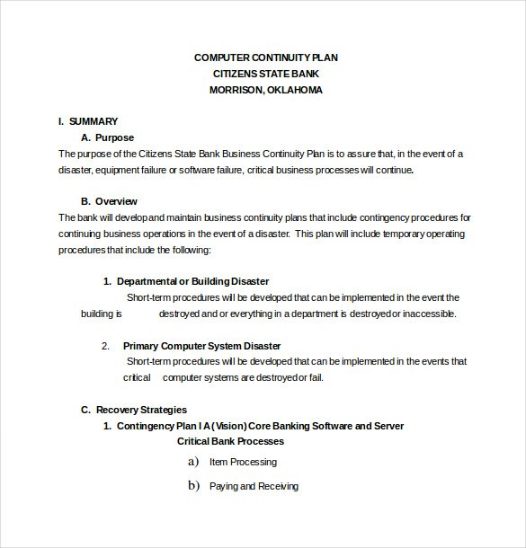 13 Contingency Plan S Free Sample Example Format Document Business