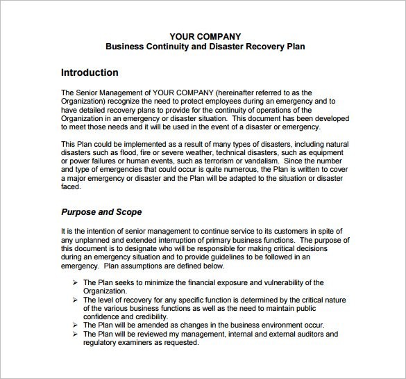 13 Disaster Recovery Plan S Free Sample Example Format Document Policy