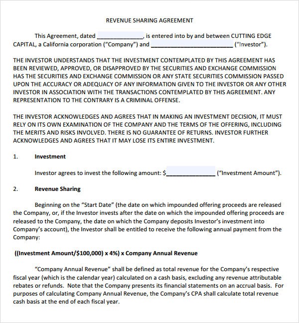 14 Profit Sharing Agreement Templates PDF DOC Document Simple Template