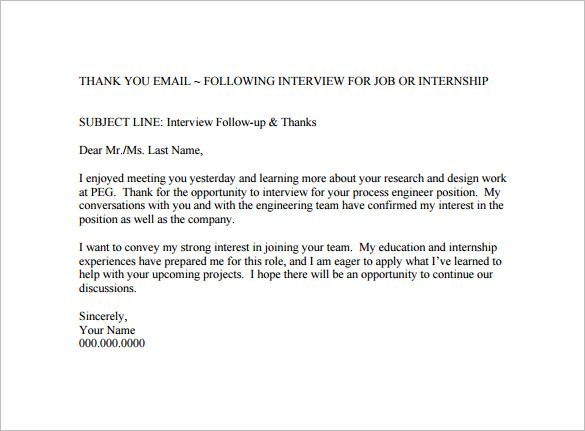 14 Thank You Email After Interview DOC Excel PDF Free
