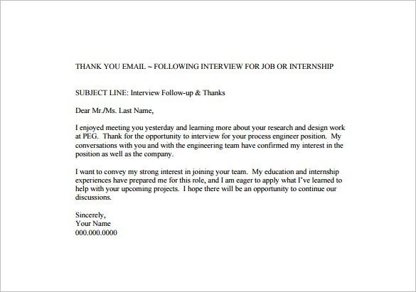 14 Thank You Email After Interview DOC Excel PDF Free Document For Subject Line