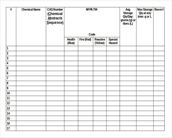 15 Chemical Inventory Templates Free Sample Example Format Document List