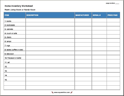 15 Free Printable Home Inventory Worksheets Squawkfox Document How To Make An