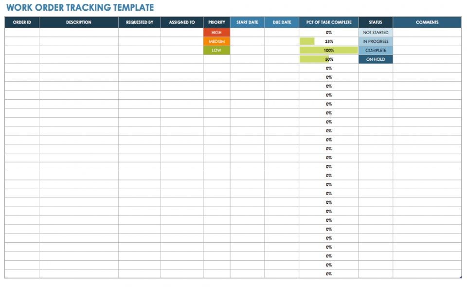 15 Free Work Order S Smartsheet Document Tracking Excel