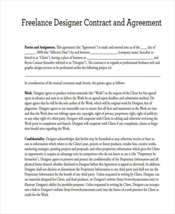 15 Freelance Contract Templates Free Documents In Word PDF Document Graphic Design