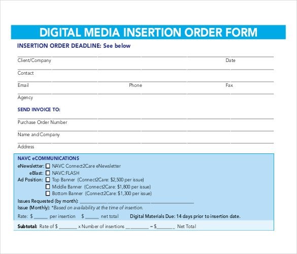 15 Insertion Order Templates Free Sample Example Format Document Template