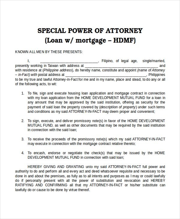15 Power Of Attorney Templates Free Sample Example Format Document Special Form