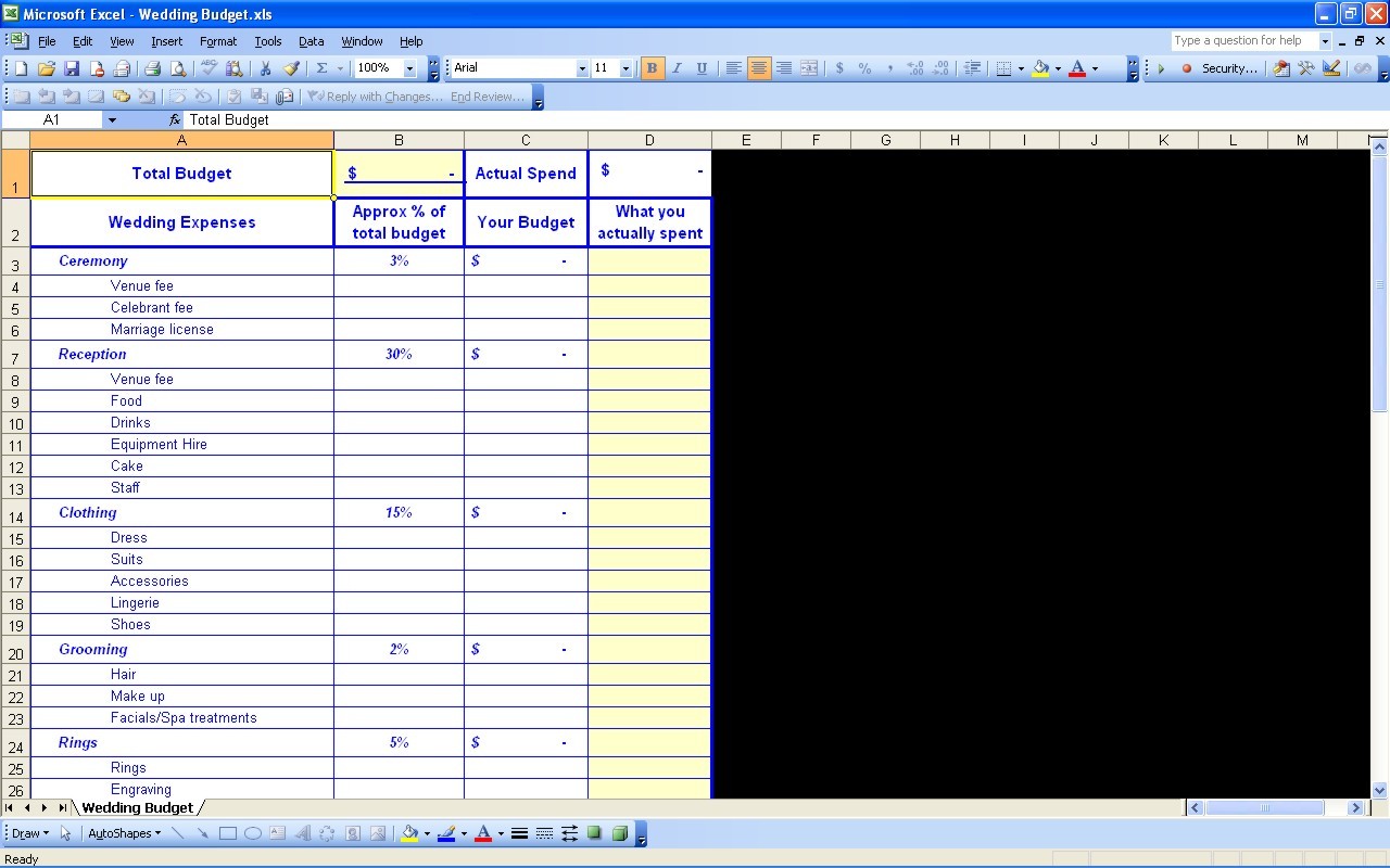 15 Useful Wedding Spreadsheets Excel Spreadsheet Document Venue