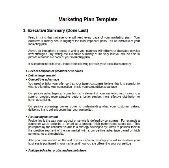 18 Marketing Plan Templates Free Word PDF Excel PPT Examples Document Sample For Small Business