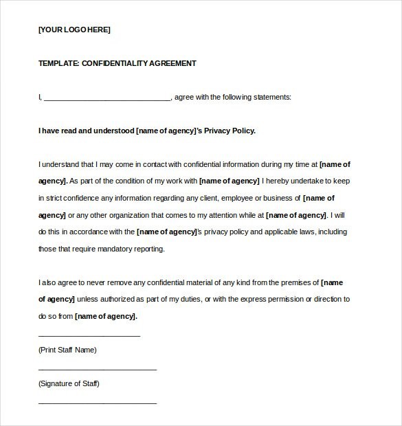 19 Confidentiality Agreement Templates DOC PDF Free Premium Document Template Word