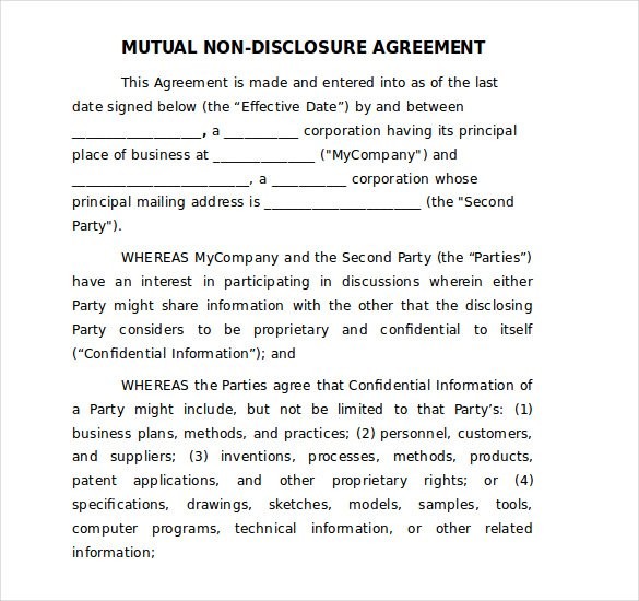 19 Word Non Disclosure Agreement S Free Download Document Nda