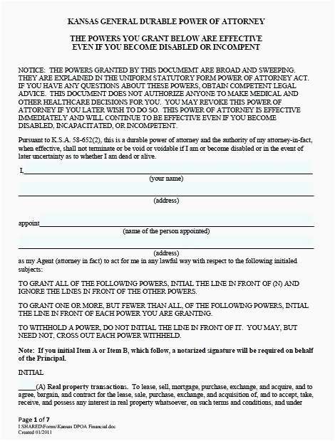 20 Best Free Power Of Attorney Form To Print Gallery Document Kansas Medical