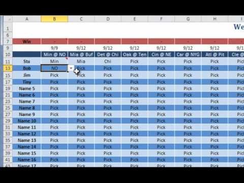 2010 NFL Excel Spreadsheet YouTube Document Weekly Football