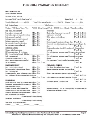 2011 Form CO Fire Drill Evaluation Checklist Fill Online Printable Document Template