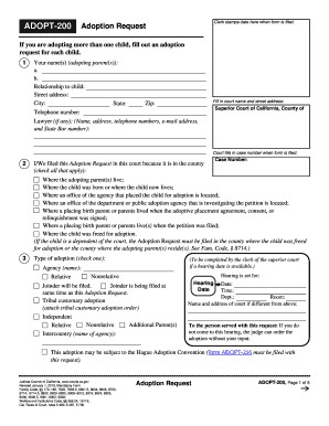 2013 Form CA ADOPT 200 Fill Online Printable Fillable Blank Document Adopt
