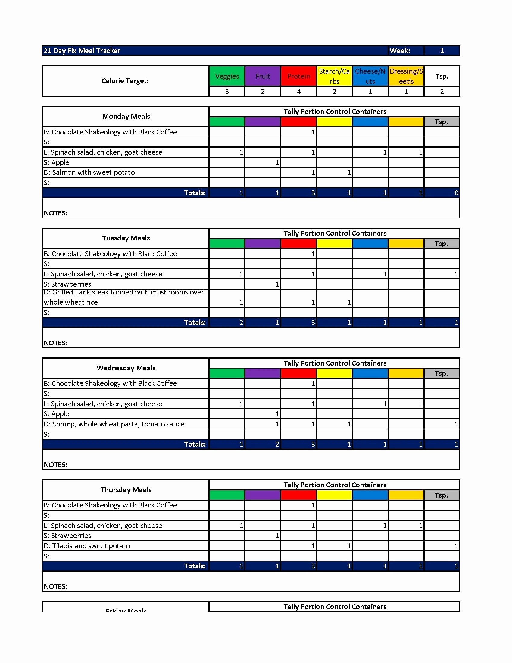 21 Day Fix Meal Plan Template Excel Unique Spreadsheet