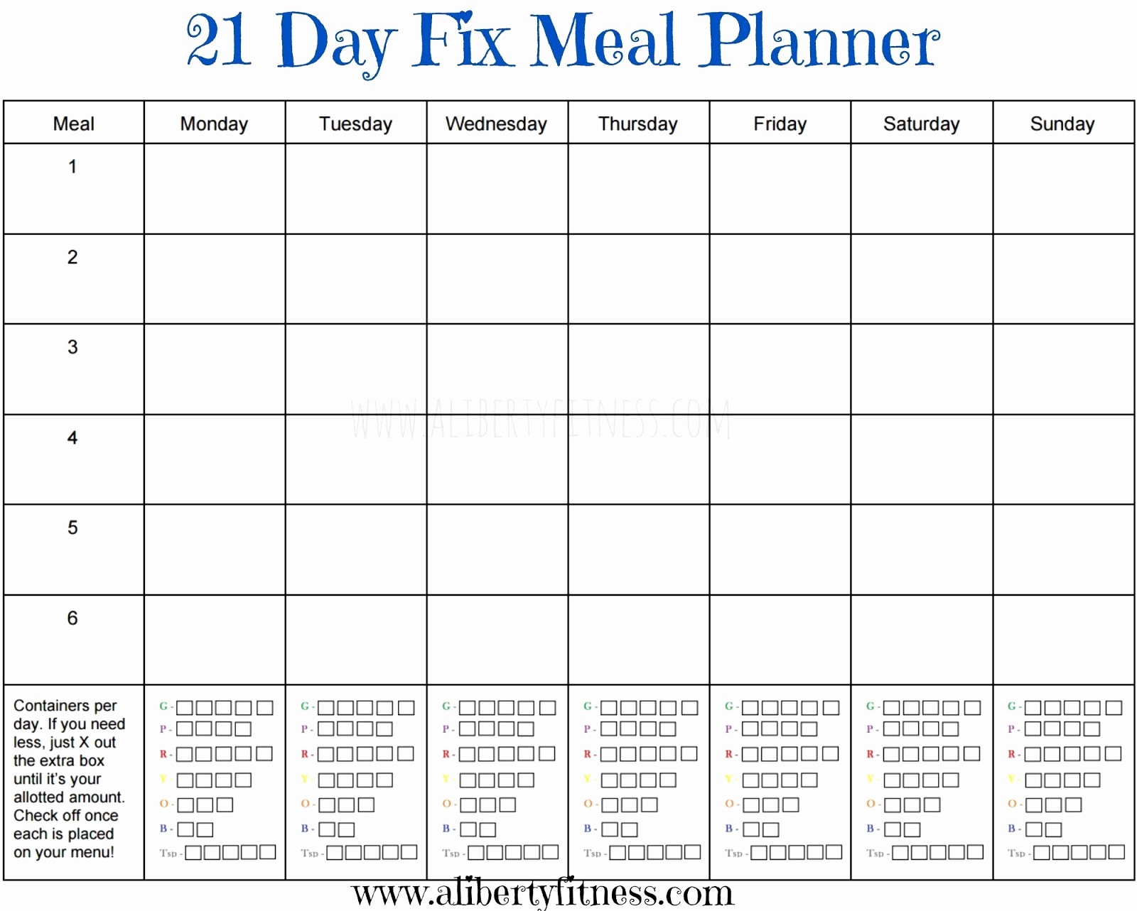 21 Day Fix Meal Plan Template Pdf Unique Printable Document