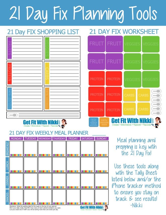 21 Day Fix Planning Tools Fitness Motivation In 2018 Pinterest Document Meal Plan Worksheets