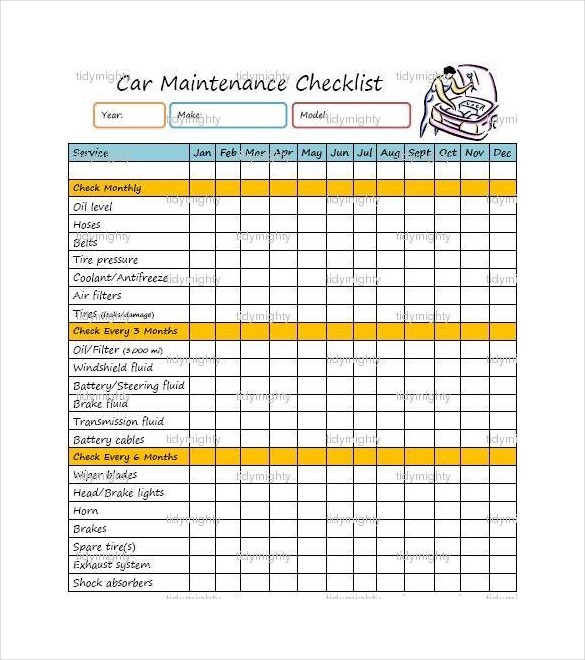 21 Maintenance Checklist Templates PDF DOC Free Premium Document Car Excel