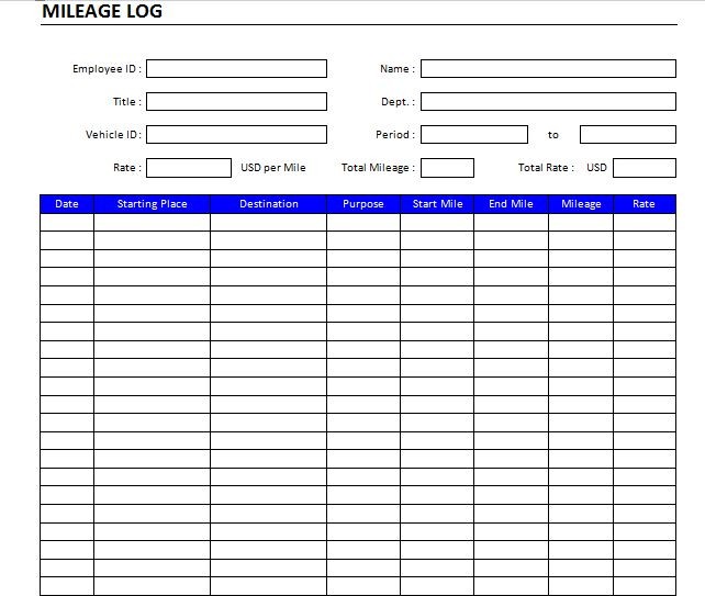 22 Printable Mileage Log Examples PDF Document Template For Self Employed
