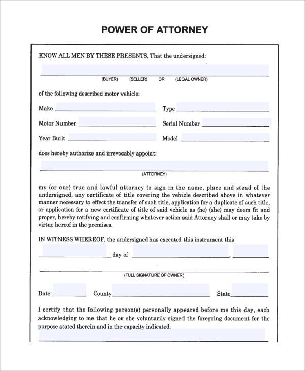 24 Printable Power Of Attorney Forms Document Form Free