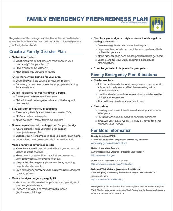 27 Emergency Plan Examples Document Disaster