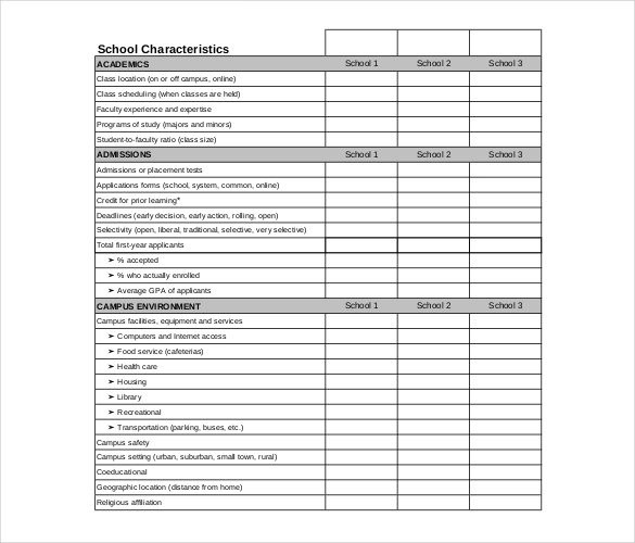 32 Comparison Chart Templates Word Excel PDF Free Premium Document College Template