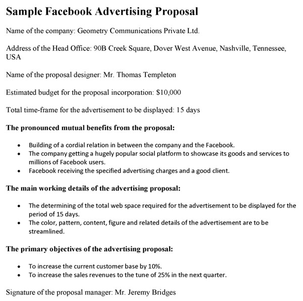 4 Advertising Proposal Templates Template Document
