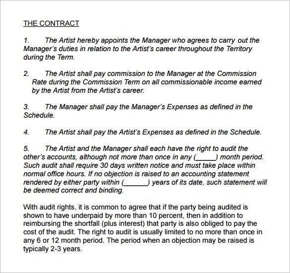 4 Artist Management Contract S Free PDF Word Documents Document Development