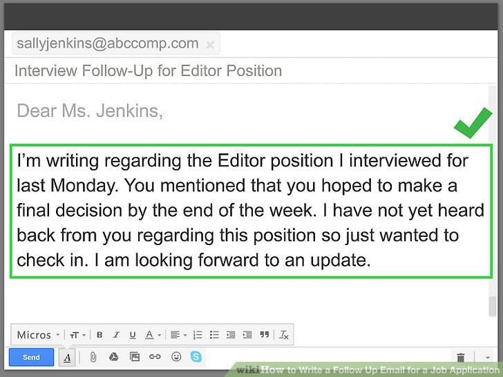 4 Ways To Write A Follow Up Email For Job Application WikiHow Document About