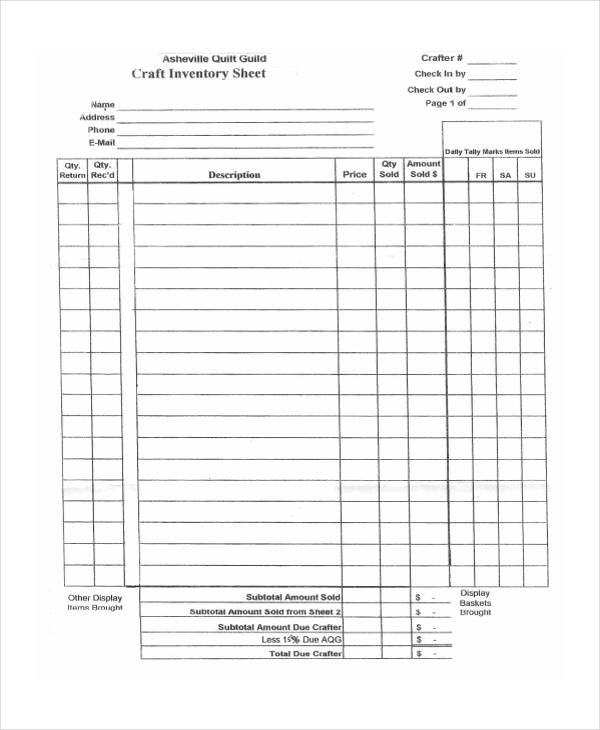 41 Free Inventory Templates Premium Document Spreadsheet For Craft Business