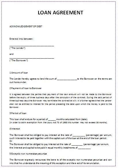 45 Loan Agreement Templates Samples Write Perfect Agreements Document Letter Format