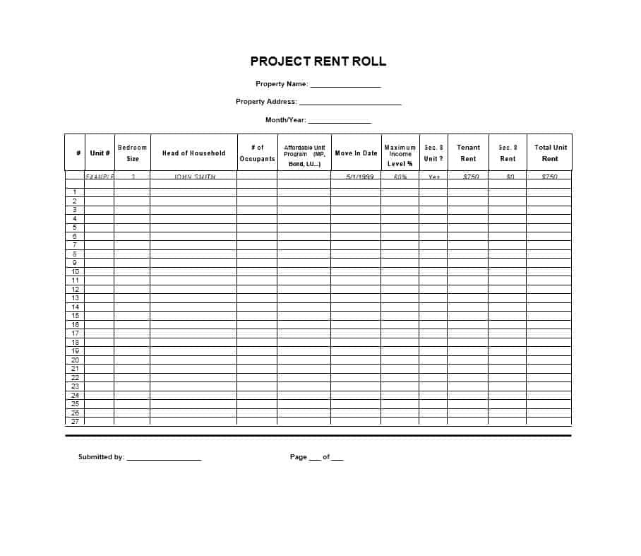 47 Rent Roll Templates Forms Template Archive Document Apartment Excel