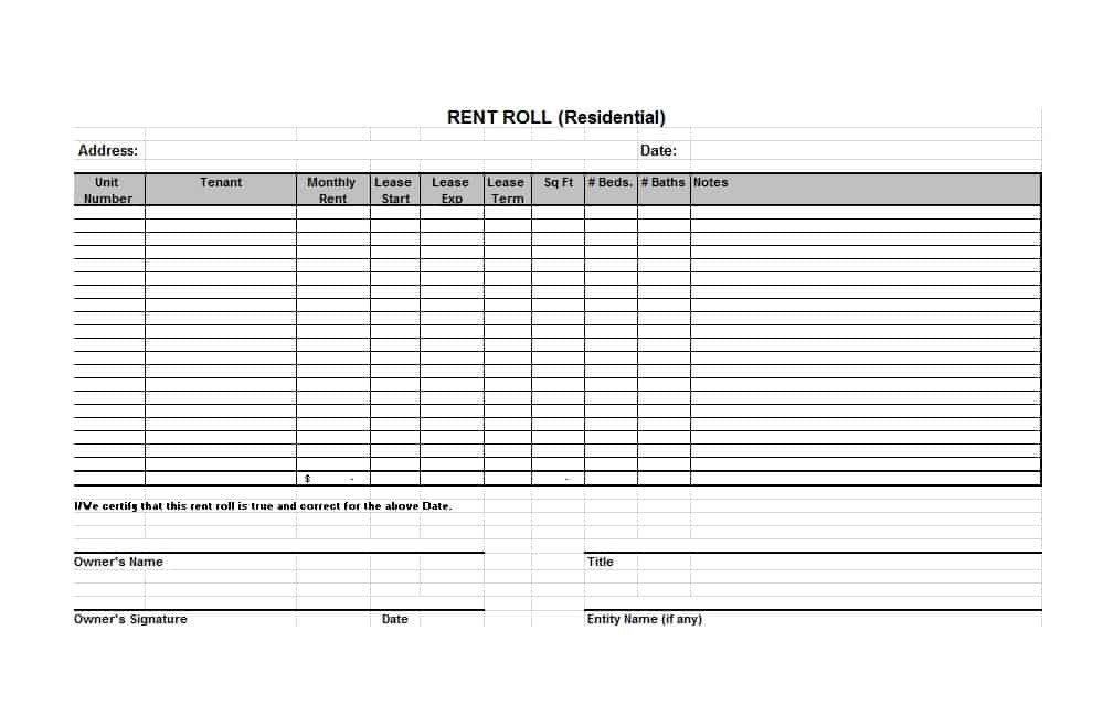 47 Rent Roll Templates Forms Template Archive Document Excel