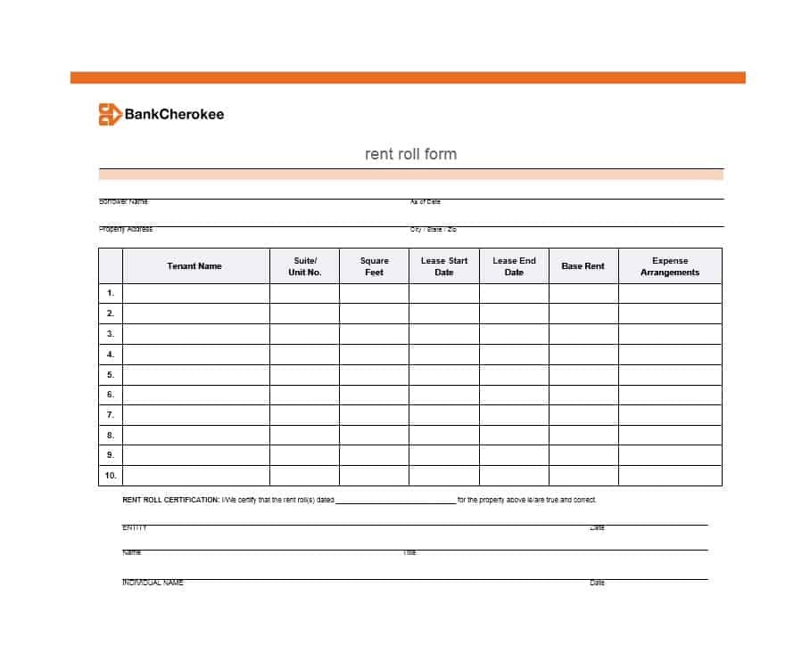 47 Rent Roll Templates Forms Template Archive Document Spreadsheet Example
