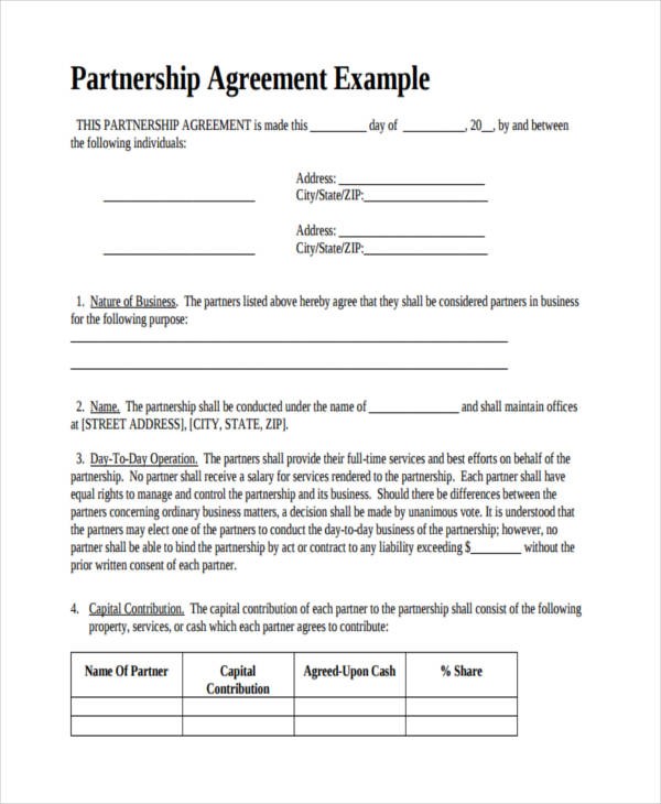 49 Examples Of Partnership Agreements Document Contracts