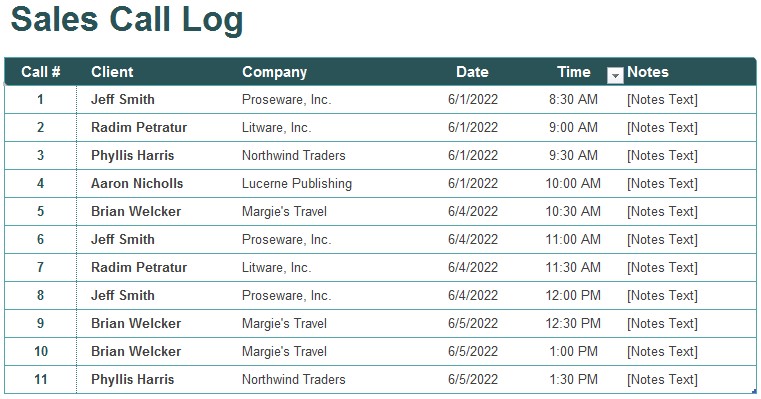 5 Call Log S To Keep Track Your Calls Document Sales Tracking