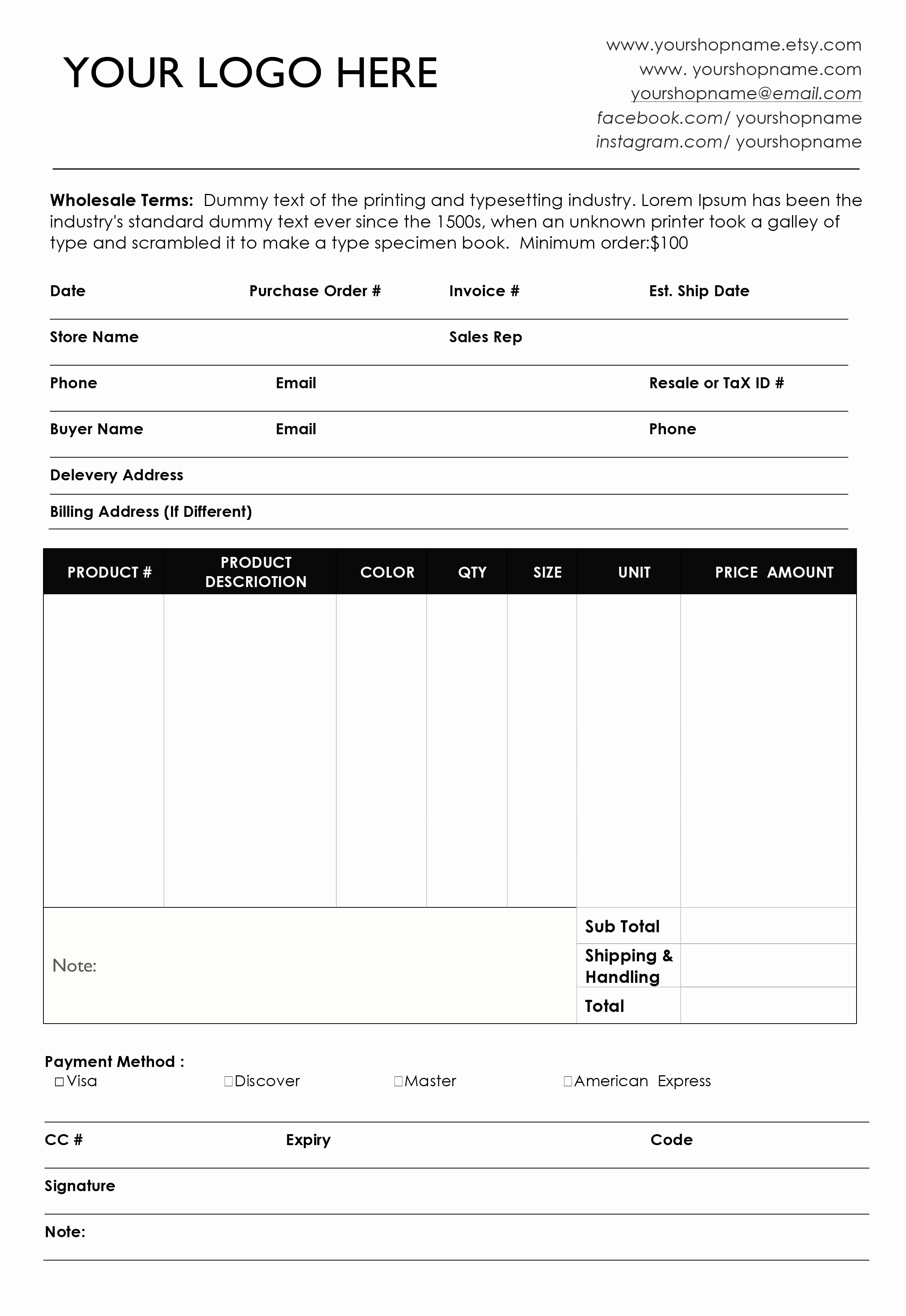 50 Beautiful Candy Order Form Template DOCUMENTS IDEAS