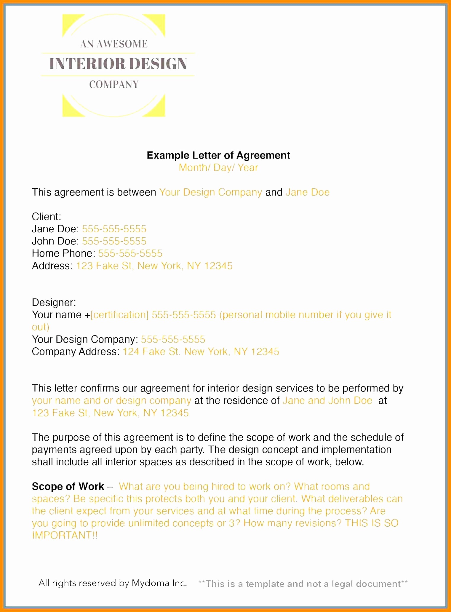 50 Beautiful Interior Design Contract Letter Of Agreement